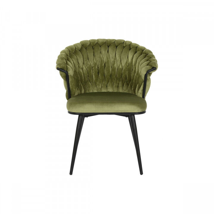 Sedia DKD Home Decor Nero Verde Poliestere Velluto Metallo 66 x 60 x 84 cm