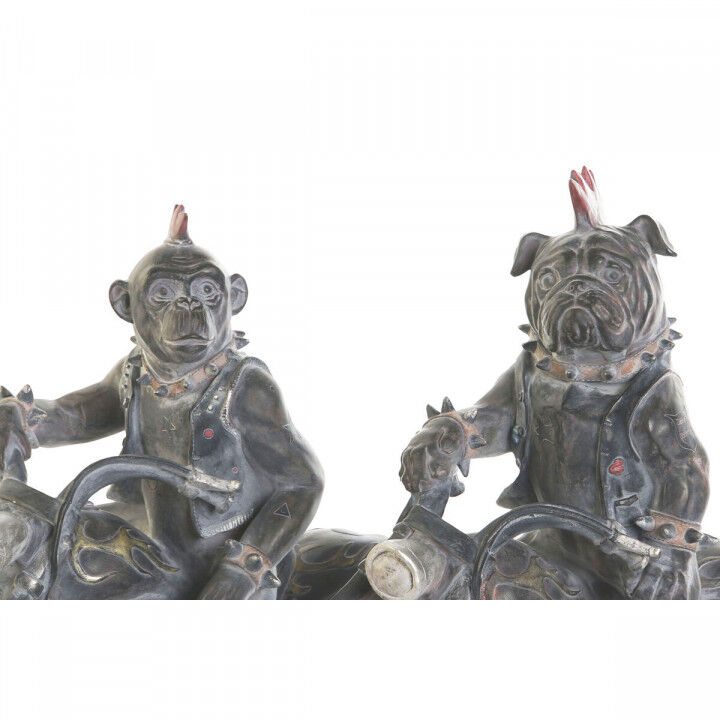Decoratieve figuren Home ESPRIT Donker grijs Motorrijder 24 x 15 x 29 cm (2 Stuks)