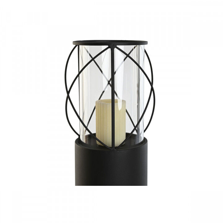 Set de Portavelas Home ESPRIT Negro Metal Cristal 27 x 27 x 125 cm (2 Unidades)