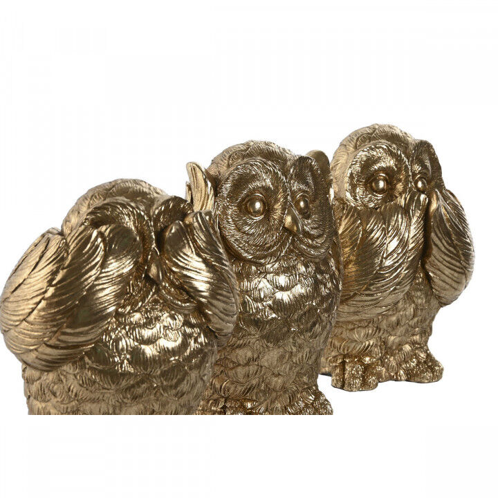 Decoratieve figuren Home ESPRIT Gouden Uil 11 x 11 x 15 cm (3 Stuks)