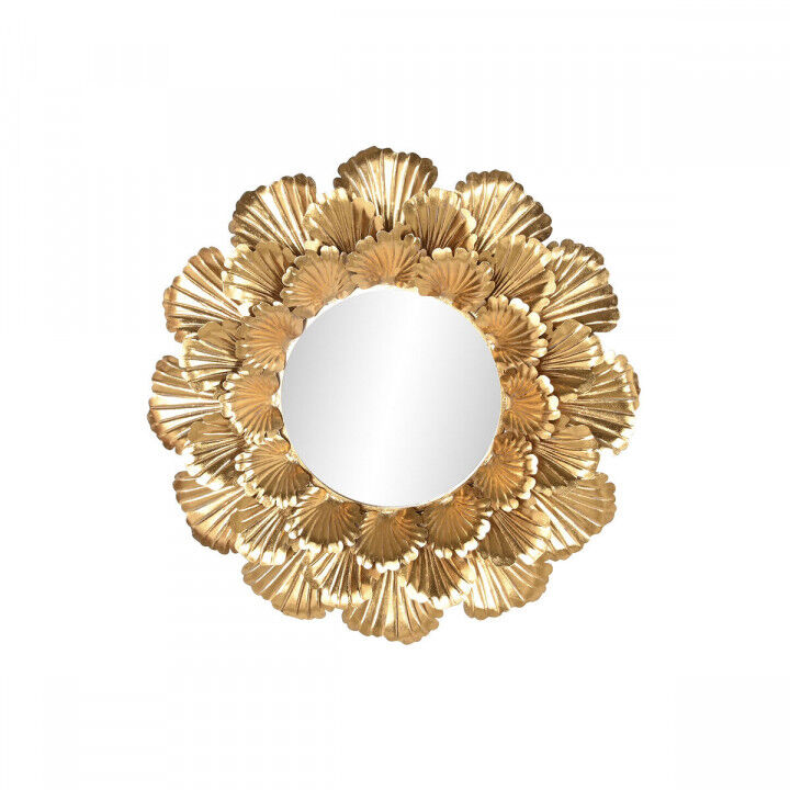 Specchio da parete Home ESPRIT Dorato Foglia della pianta 76,5 x 8 x 76,5 cm