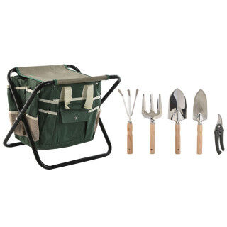 Kit di attrezzi per il giardinaggio Home ESPRIT Nero Verde Argentato Naturale Poliestere Alluminio 7 Pezzi