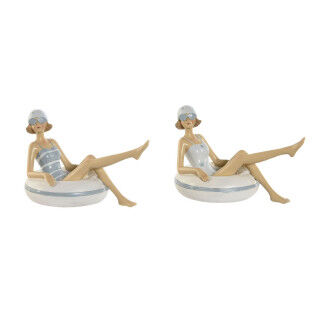 Deko-Figur Home ESPRIT Weiß Himmelsblau Mediterraner 17,5 x 10 x 10,5 cm (2 Stück)