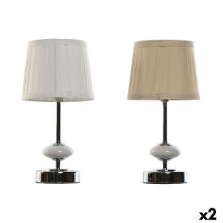 Bureaulamp Home ESPRIT Wit Beige Metaal Porselein 20 W 220 V 17,5 x 17,5 x 35 cm (2 Stuks)