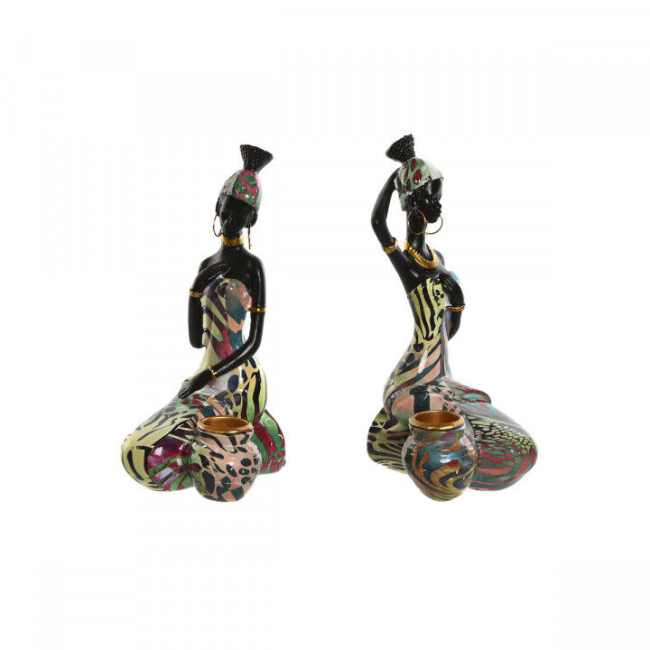 Deko-Figur Home ESPRIT Bunt Afrikanerin 9 x 7 x 16,5 cm (2 Stück)