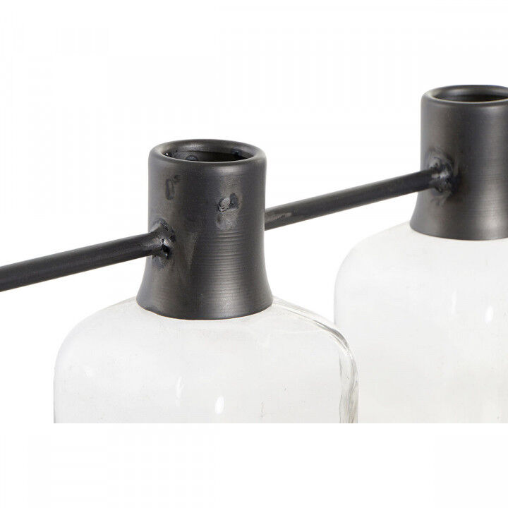 Vaas DKD Home Decor Zwart Natuurlijk Metaal Kristal Paulownia hout 49 x 11 x 27 cm (3 Onderdelen)