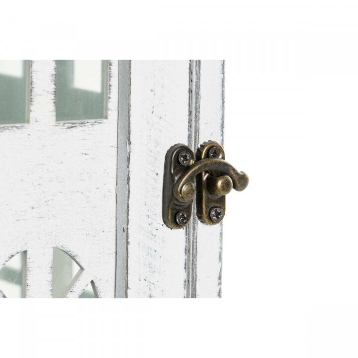 Lanterna DKD Home Decor Finitura invecchiata Bianco Grigio Legno Cristallo 19 x 19 x 42 cm