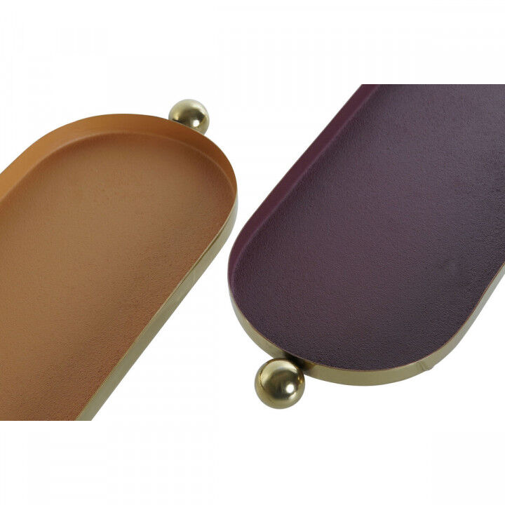 Middenstuk DKD Home Decor Oranje Magenta Gouden Ijzer 35 x 13 x 3 cm (2 Stuks)