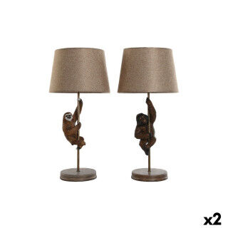 Desk lamp Home ESPRIT Brown Metal Resin 50 W 220 V 26 x 26 x 53,5 cm (2 Units)