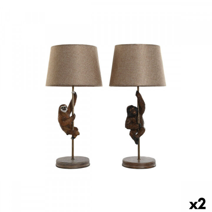 Lampe de bureau Home ESPRIT Marron Métal Résine 50 W 220 V 26 x 26 x 53,5 cm (2 Unités)