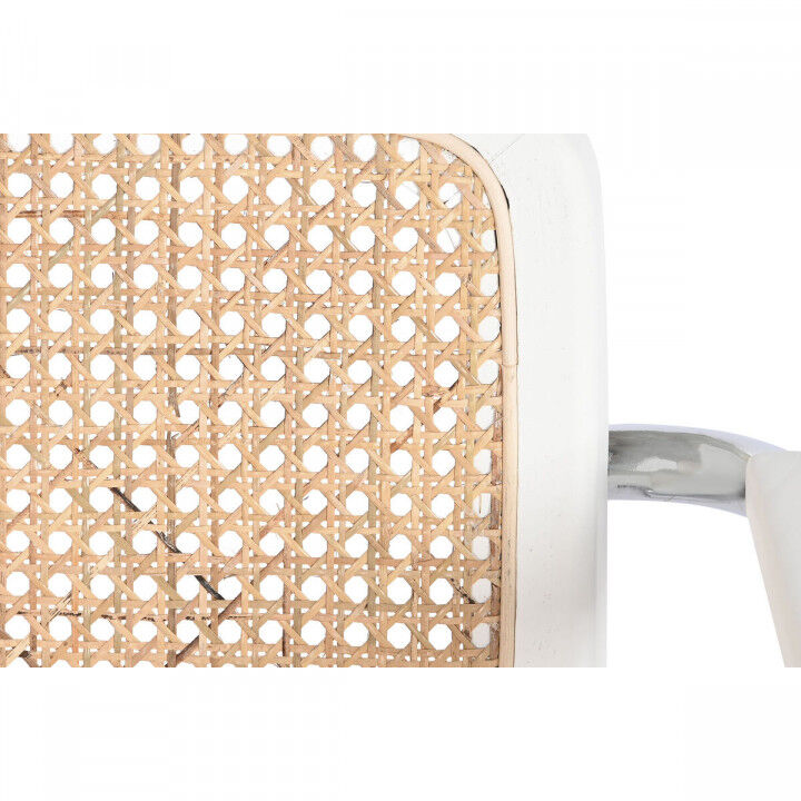 Sedia con Braccioli DKD Home Decor Bianco Argentato Naturale Rattan Legno di olmo 65,5 x 62 x 79 cm