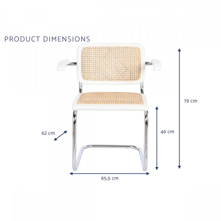 Armlehnstühle DKD Home Decor Weiß Silberfarben natürlich Rattan Ulmenholz 65,5 x 62 x 79 cm
