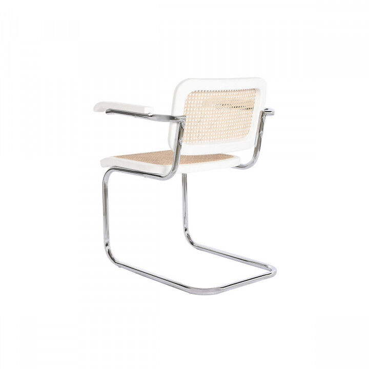 Chaise à Accoudoirs DKD Home Decor Blanc Argenté Naturel Rotin Bois 65,5 x 62 x 79 cm