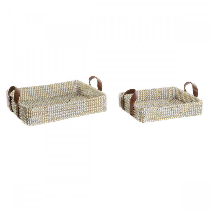 Set de basket DKD Home Decor Fibre naturelle Naturel Urbaine 41 x 32 x 9 cm