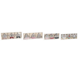 Dekoration zum Aufhängen DKD Home Decor Rot Rosa Holz 23 x 1,5 x 9 cm (6 Stücke) (4 Stück)