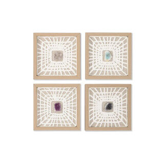 Jeu de 4 tableaux Home ESPRIT Papier Verre 22 x 2 x 22 cm