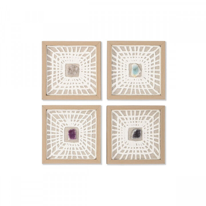 Set di 4 quadri Home ESPRIT Carta Cristallo 22 x 2 x 22 cm