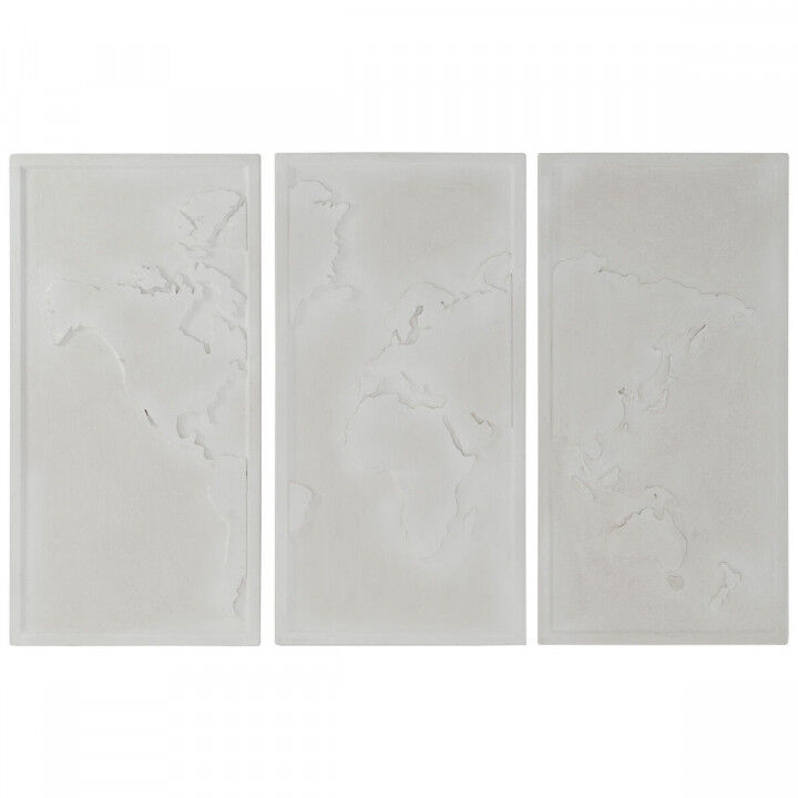 Wall Decoration Home ESPRIT White Modern World Map 180 x 4 x 120 cm (3 Pieces)