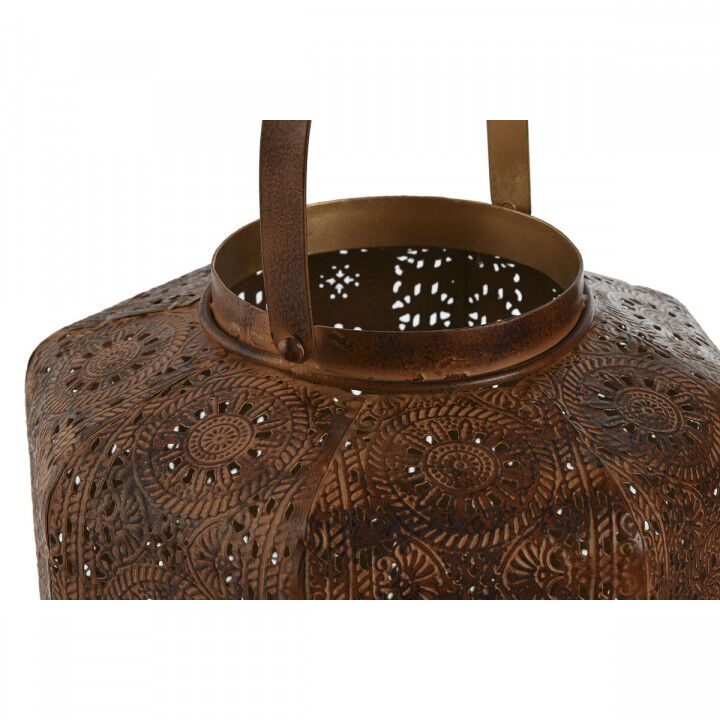 Set de Portavelas Home ESPRIT Marrón Dorado Metal 26 x 26 x 38,5 cm