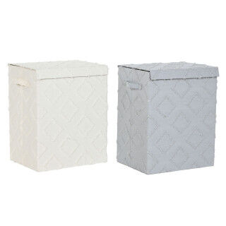 Boîte de rangement avec couvercle Home ESPRIT Gris Crème 40 x 30 x 50 cm (2 Unités)