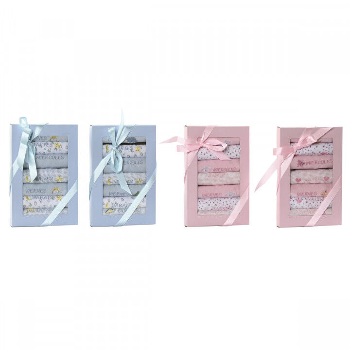 Bib Set Home ESPRIT Blue Pink Cotton 19 x 29 x 3 cm (4 Units)
