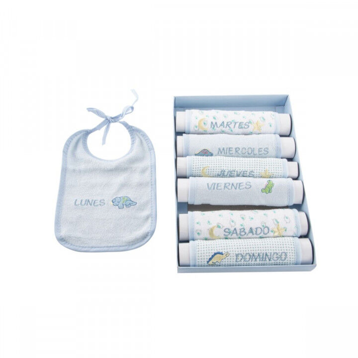 Ensemble de Bavoirs Home ESPRIT Bleu Rose Coton 19 x 29 x 3 cm (4 Unités)