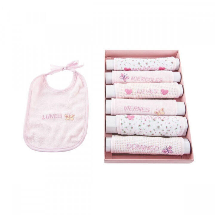 Bib Set Home ESPRIT Blue Pink Cotton 19 x 29 x 3 cm (4 Units)