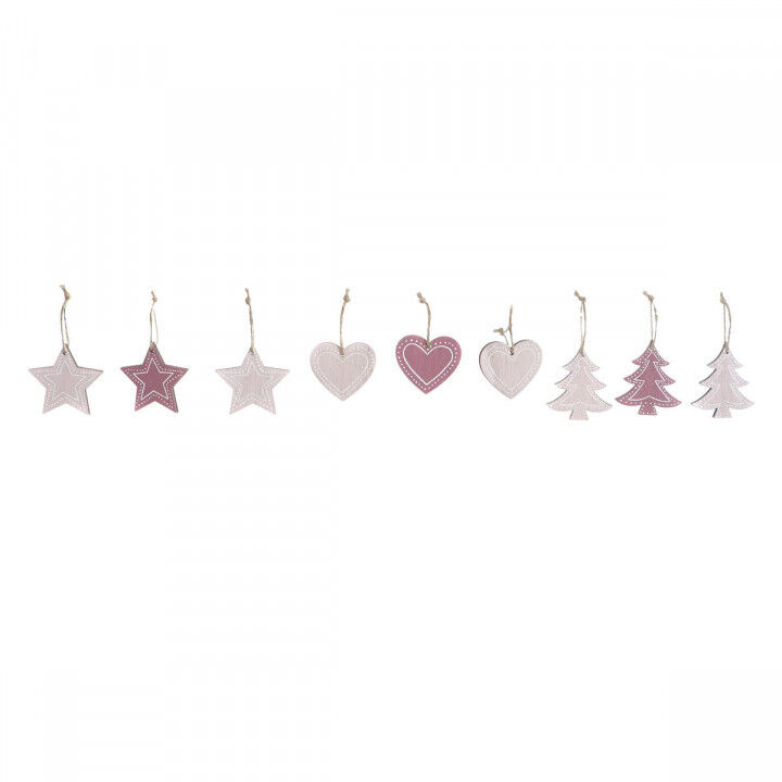 Dekoration zum Aufhängen DKD Home Decor Rosa Hellrosa Holz 6,5 x 1 x 6,5 cm (9 Stücke) (3 Stück)