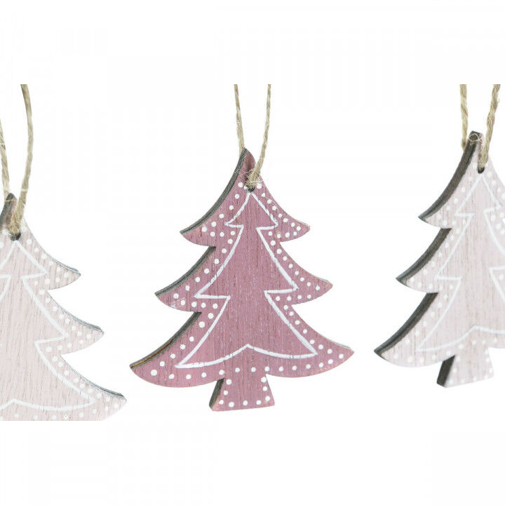 Ophangdecoratie DKD Home Decor Roze Licht Roze Hout 6,5 x 1 x 6,5 cm (9 Onderdelen) (3 Stuks)