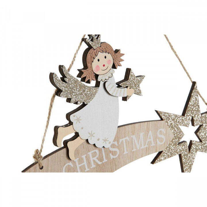 Decorazione pensile DKD Home Decor Bianco Dorato Legno 22,5 x 0,5 x 15 cm (2 Unità)