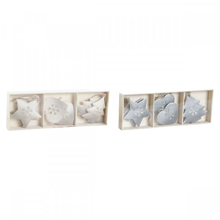 Ophangdecoratie DKD Home Decor Wit Grijs Metaal 7 x 2 x 7 cm (6 Onderdelen) (2 Stuks)