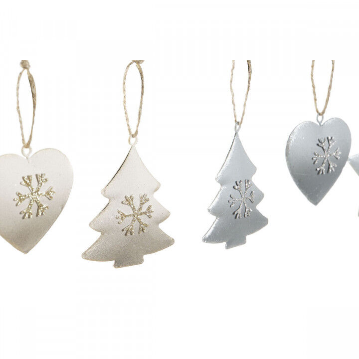 Decoración Colgante DKD Home Decor Blanco Gris Metal 7 x 2 x 7 cm (6 Piezas) (2 Unidades)