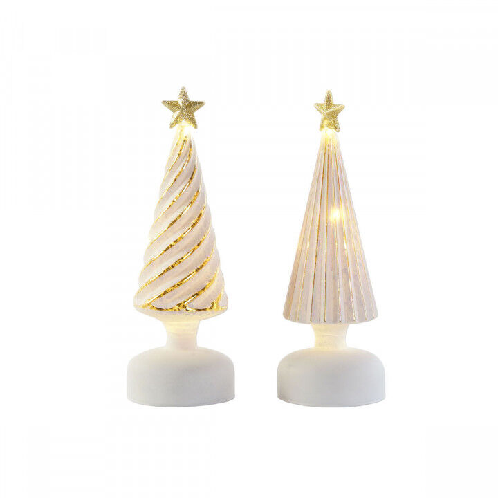 Kerstversiering DKD Home Decor Wit Gouden 9 x 9 x 25 cm (2 Stuks)