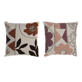 Cuscino DKD Home Decor Bianco Rosa 45 x 15 x 45 cm (2 Unità)
