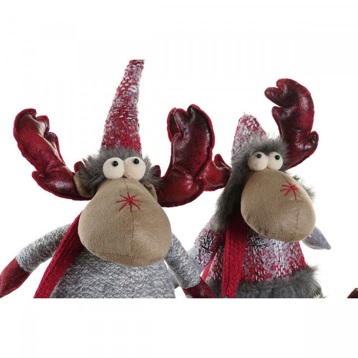 Kerstversiering DKD Home Decor Rood Grijs Rendier 27 x 19 x 32 cm (2 Stuks)