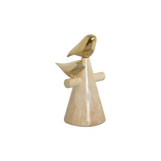 Deko-Figur Home ESPRIT Gold Elfenbein Vögel Romantisch 16,5 x 14 x 27 cm