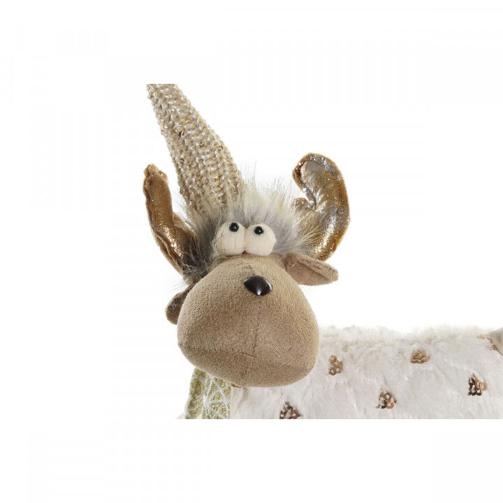 Adorno Navideño DKD Home Decor Blanco Rosa Reno 12 x 20 x 40 cm (2 Unidades)