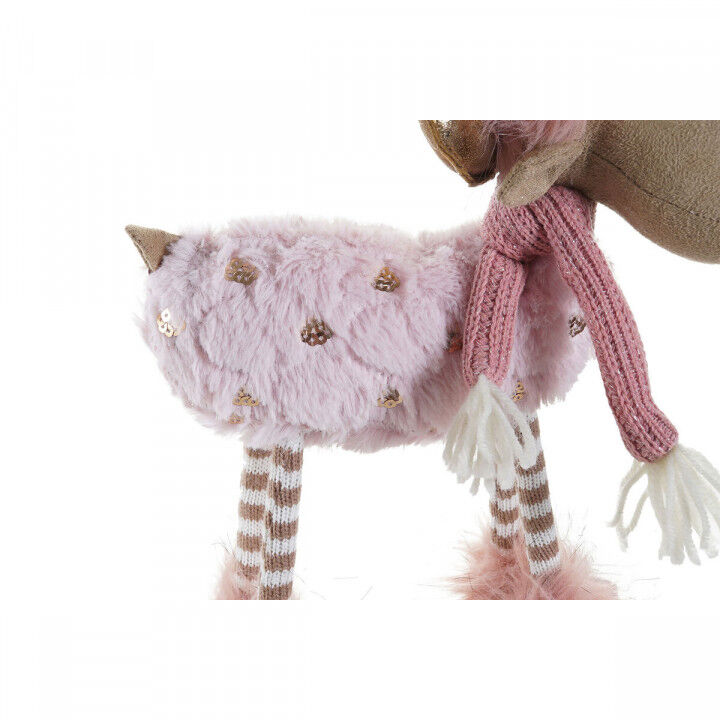 Kerstversiering DKD Home Decor Wit Roze Rendier 12 x 20 x 40 cm (2 Stuks)