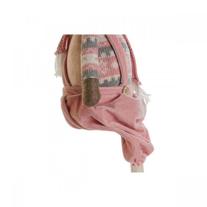 Adorno Navideño DKD Home Decor Blanco Marrón Rosa Reno 17 x 14 x 63,5 cm (2 Unidades)