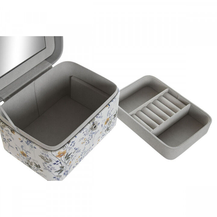 Scatola-Portagioie DKD Home Decor Bianco Grigio Lilla Rosa chiaro Poliuretano Specchio 17 x 12 x 10 cm (2 Unità)
