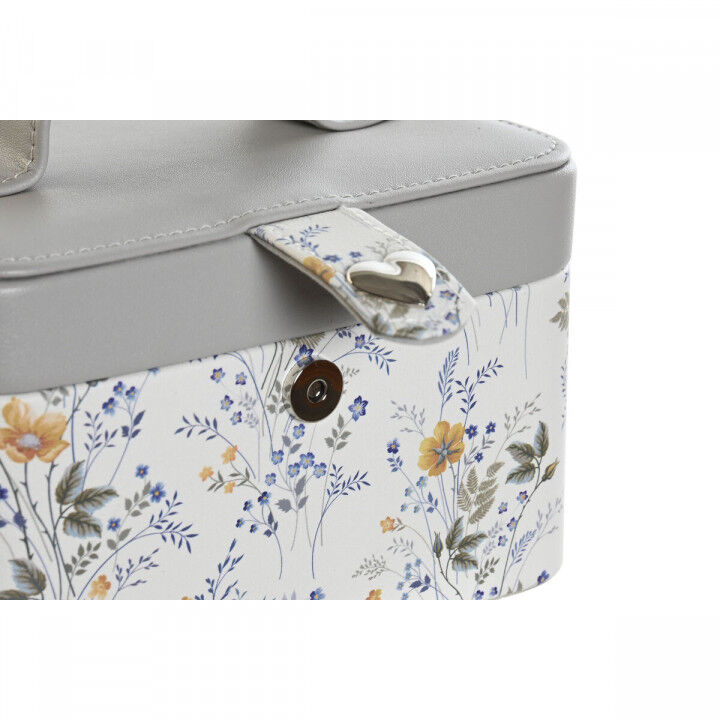 Scatola-Portagioie DKD Home Decor Bianco Grigio Lilla Rosa chiaro Poliuretano Specchio 17 x 12 x 10 cm (2 Unità)