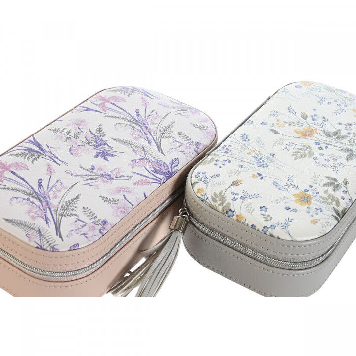 Box-Schmuckkästchen DKD Home Decor Weiß Grau Lila Hellrosa Polyurethan Spiegel 18,5 x 10 x 5 cm (2 Stück)