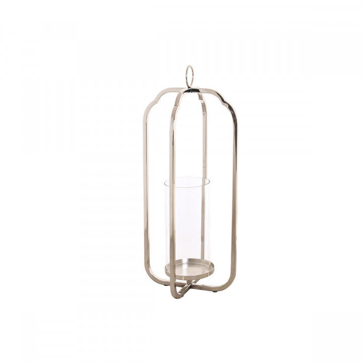 Portavelas Home ESPRIT Plateado Cristal Acero 21 x 21 x 49 cm