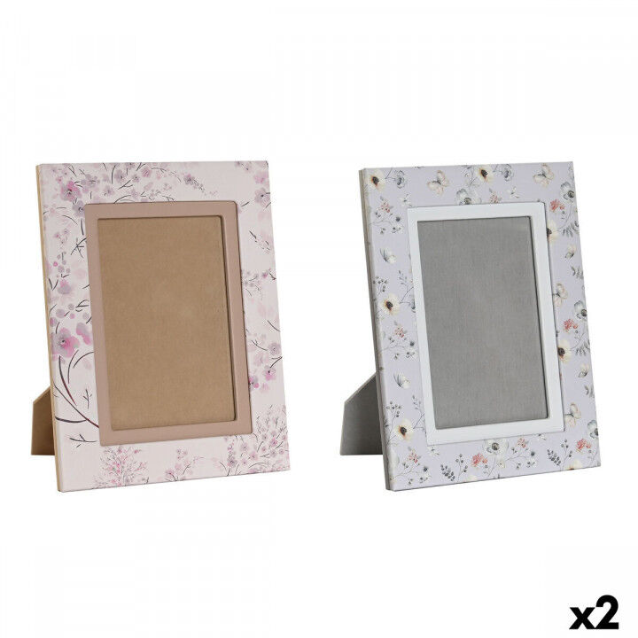 Photo frame DKD Home Decor Blue White Grey Camel Light Pink PVC Aluminium (2 Units)