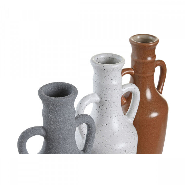 Vaso DKD Home Decor Bianco Grigio Terracotta Porcellana 9,6 x 9 x 28,6 cm 9,6 x 9 x 29 cm (3 Unità)