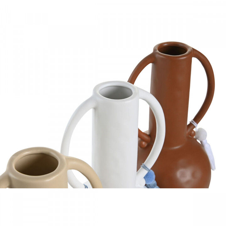 Vase DKD Home Decor Weiß Beige Terrakotta Dolomite Randbereich 14 x 14 x 25,6 cm (3 Stück)