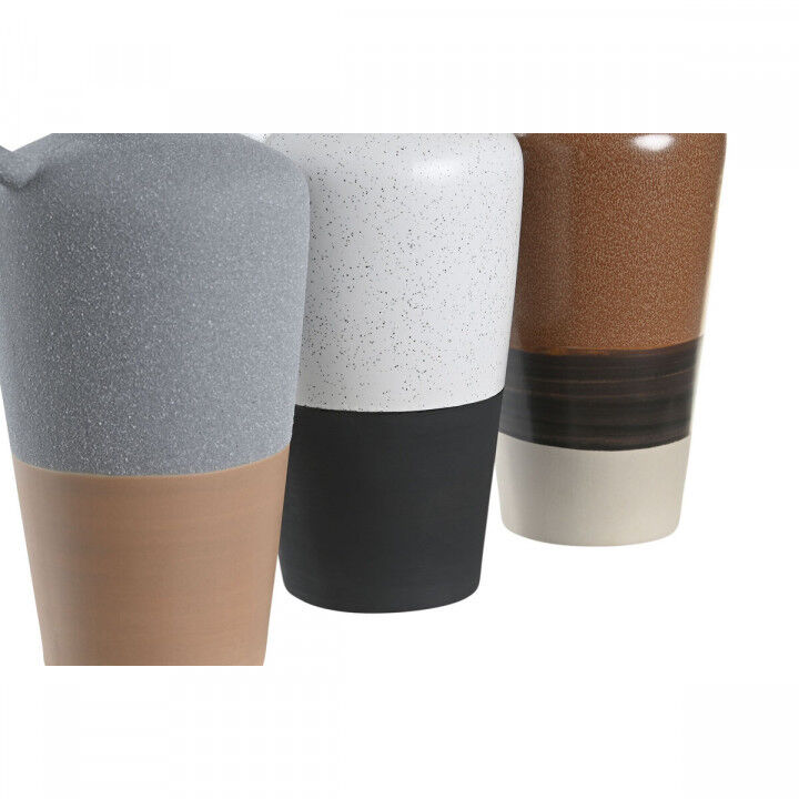 Vaso DKD Home Decor Bianco Grigio Terracotta Porcellana 13,3 x 11 x 27,3 cm 13,3 x 11 x 28 cm (3 Unità)