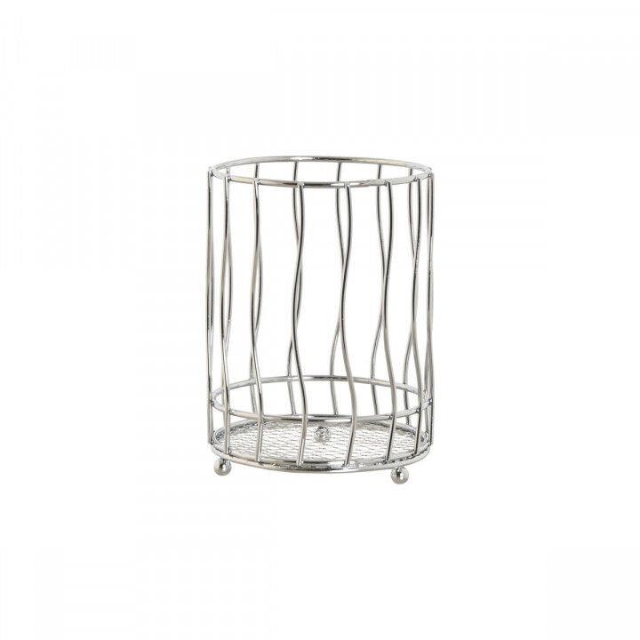 Cesto para cubiertos Home ESPRIT Plateado Metal 11.5 x 11.5 x 15.5 cm