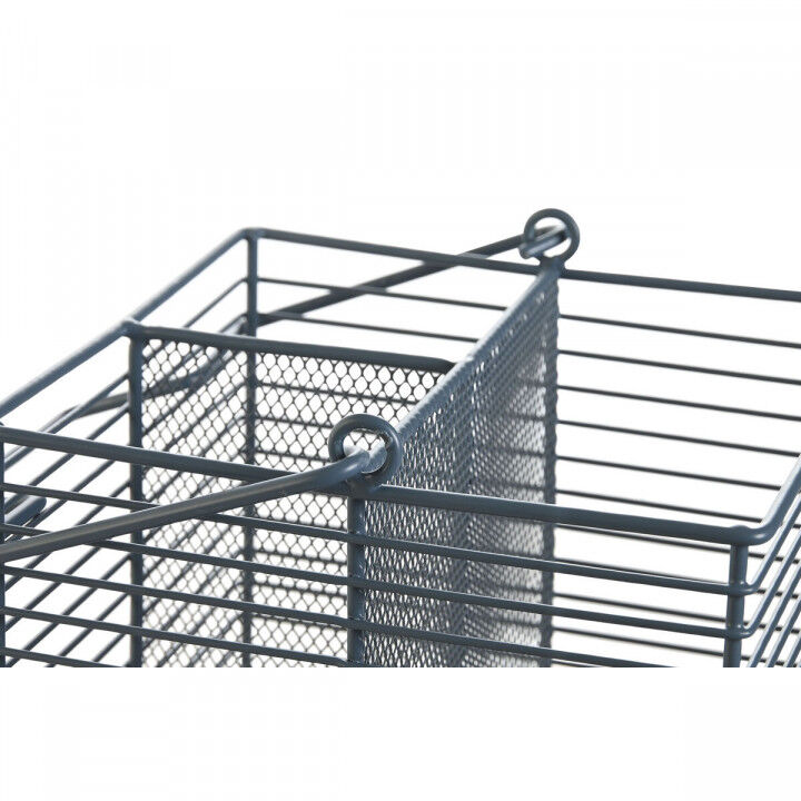 Cutlery basket DKD Home Decor Blue White Metal Rubber wood 18 x 18 x 15 cm (2 Units)