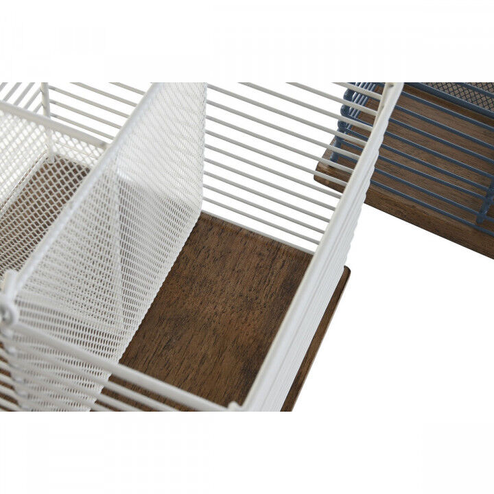 Cutlery basket DKD Home Decor Blue White Metal Rubber wood 18 x 18 x 15 cm (2 Units)